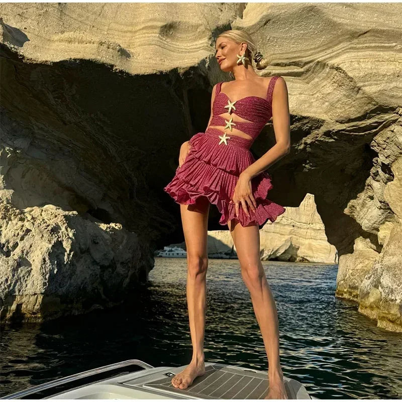 Starry Nights Sequin Ruffle Dress