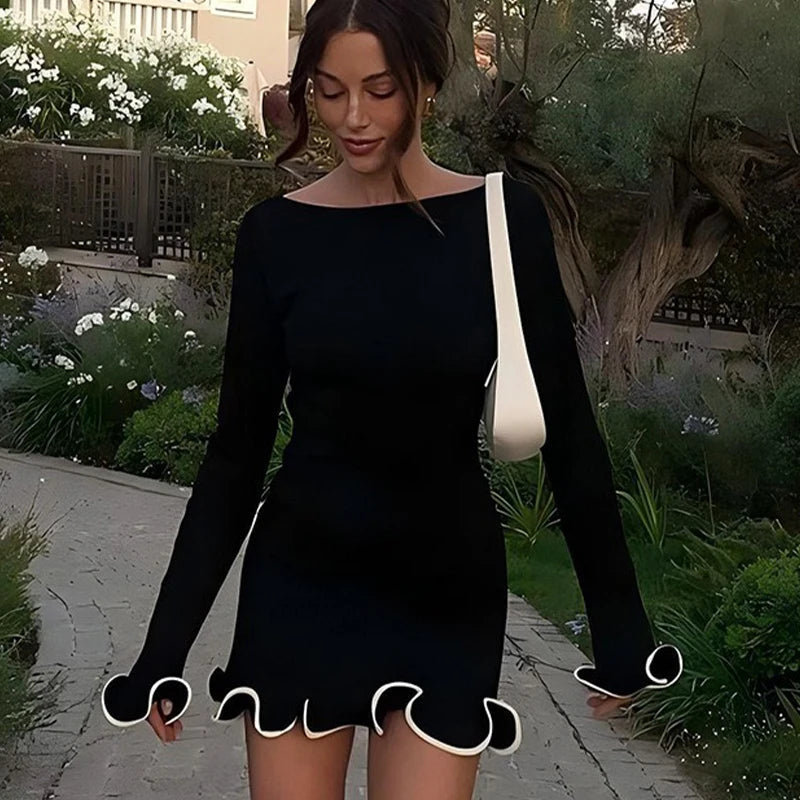 Serenity Bloom Mini – Chic Two-Tone Dress