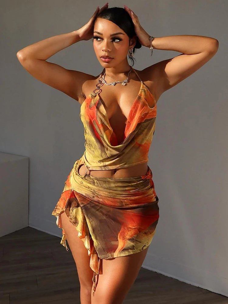 Coastal Muse™ Backless Halter Mini Dress