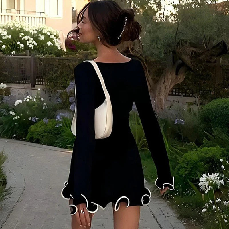 Serenity Bloom Mini – Chic Two-Tone Dress