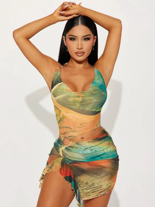 Coastal Muse™ Backless Halter Mini Dress